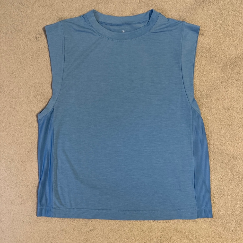 Sweaty Betty Breathe Easy Boxy Gym Tee XS Athletic Tank Sleeveless Top Blue